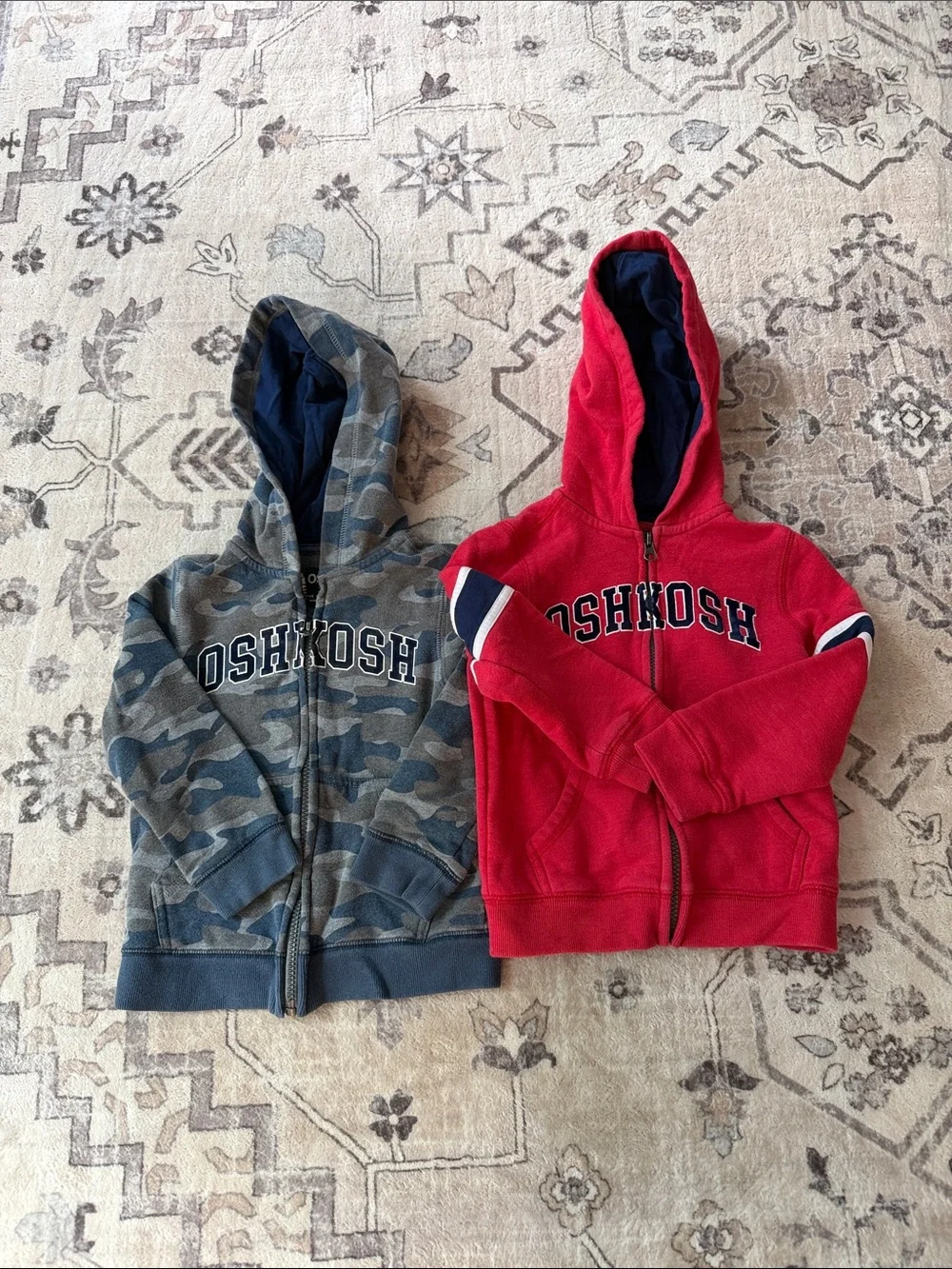 OshKosh B'gosh Red Zip Hoodie & Blue Camo Zip Hoodie Set